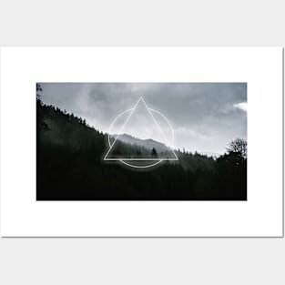 Geometric Foggy Moody Forest Landscape Posters and Art